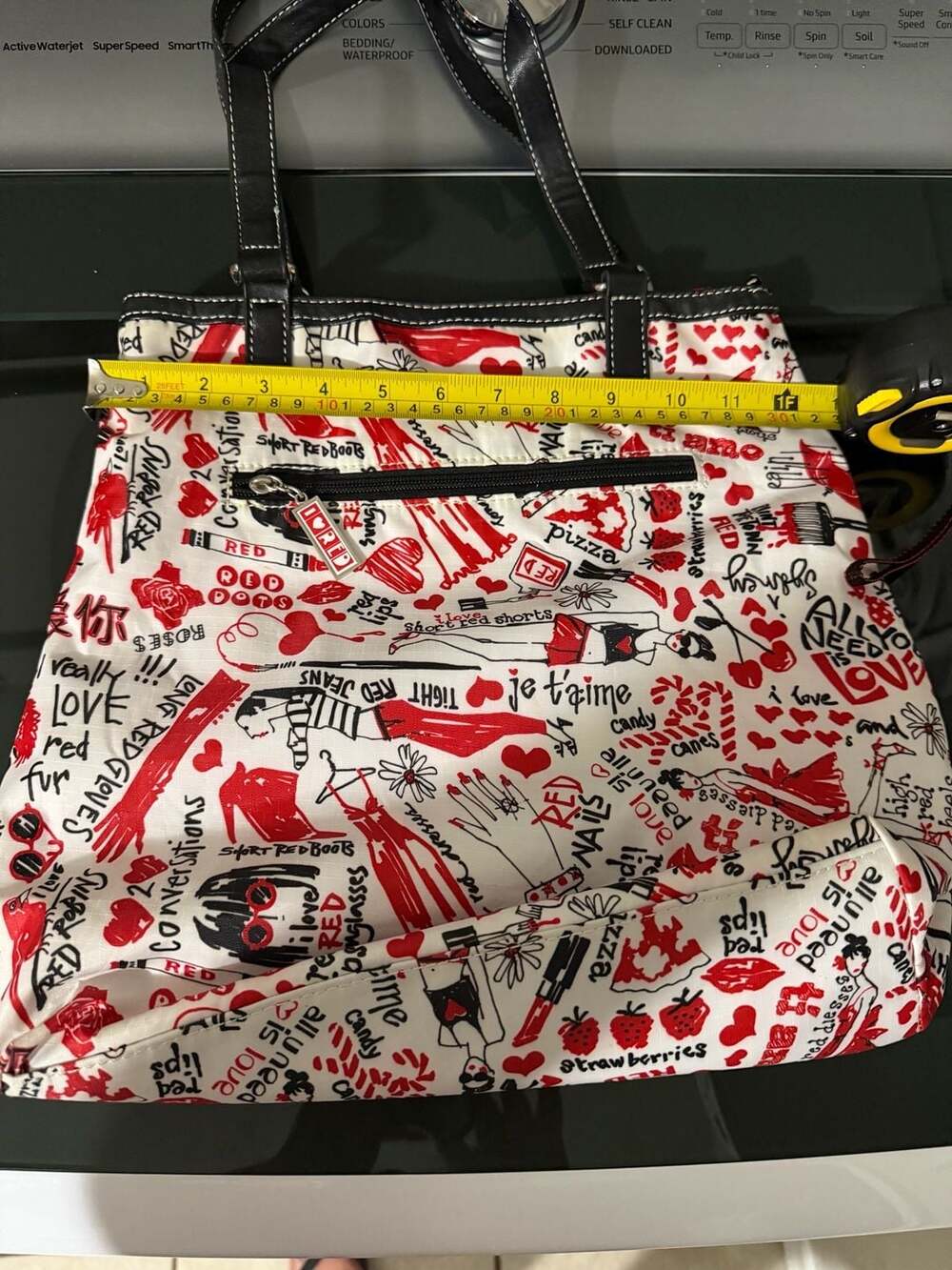 I Love Red Sydney Love Red Black and White Graphic Large Duffle Tote Bag